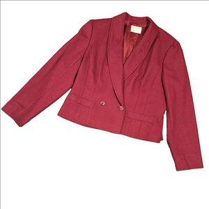 Pendleton Vintage Women's Pure Virgin Wool Blazer Size 16 Red/Burgandy